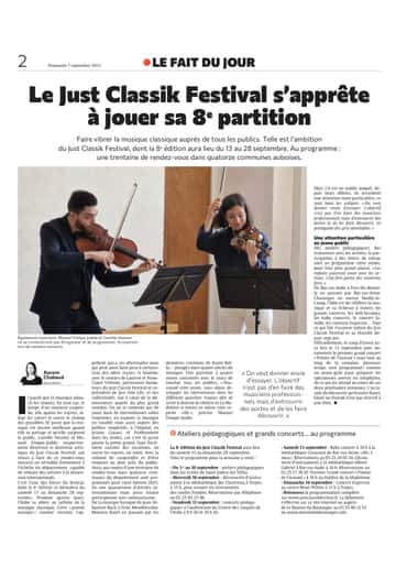 Le Just Classik Festival s'apprête à jouer sa 8ème partition.