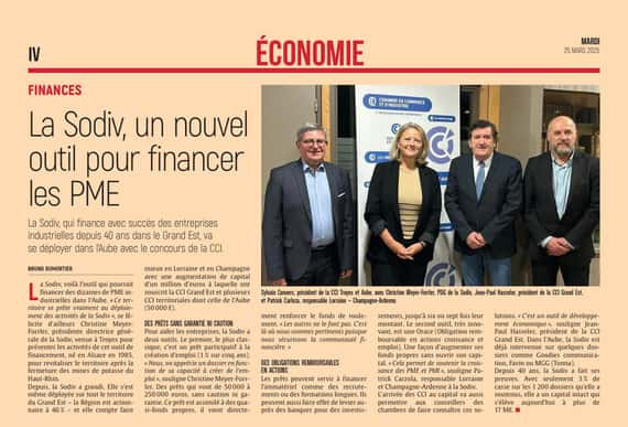 La Sodiv, un nouvel outil pour financer les PME industrielles dans l’Aube