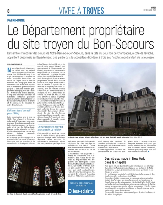 Le Département propriétaire du site troyen du Bon-Secours.