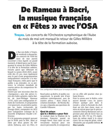 De Rameau à Bacri, la musique française en « Fêtes » avec l'OSA.