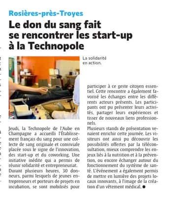 Le don du sang fait se rencontrer les start-ups à la Technopole