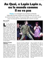 Au Quai, « Lapin Lapin », ou le monde comme il ne va pas