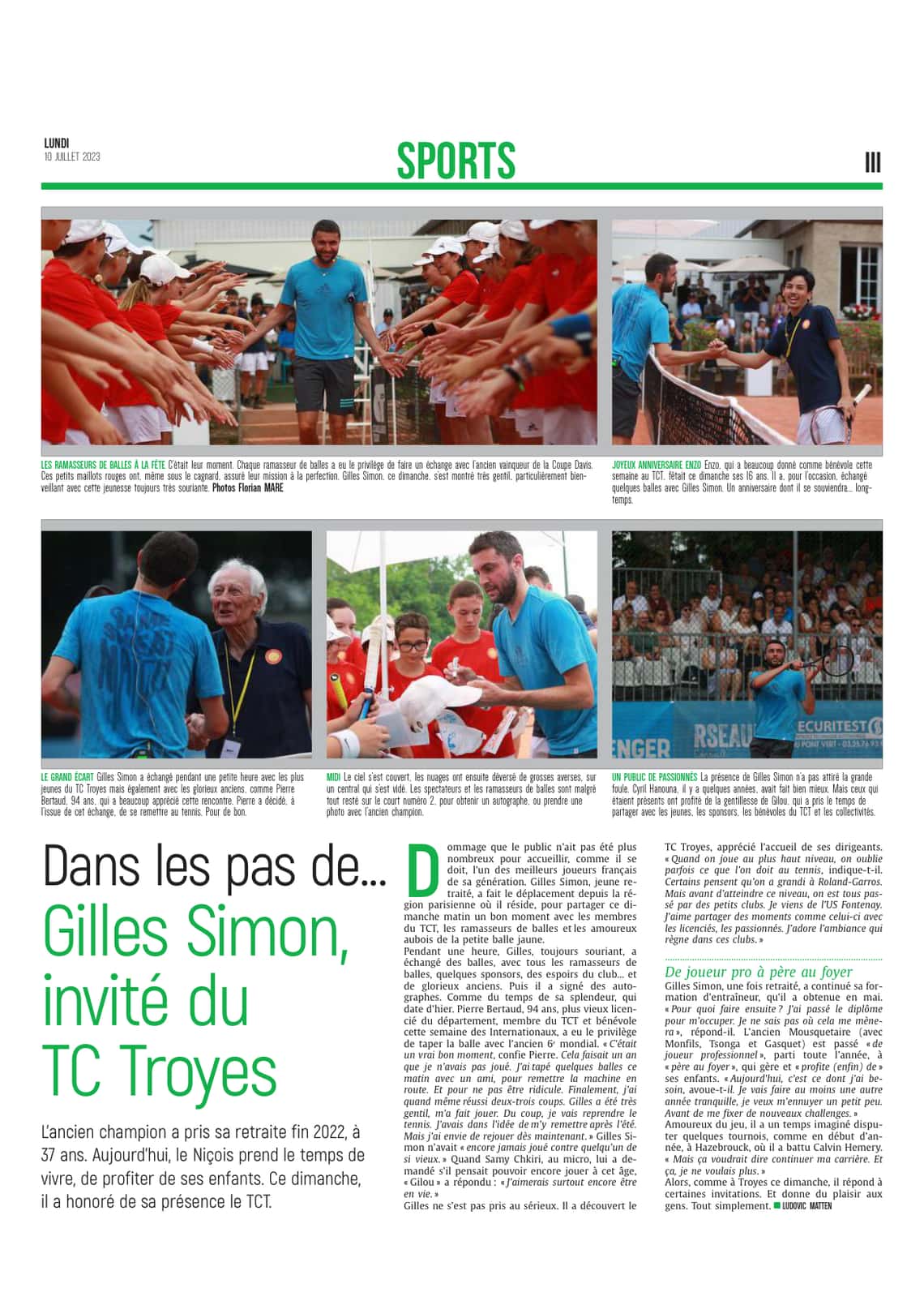 Dans les pas de Gilles Simon, invité du TC Troyes