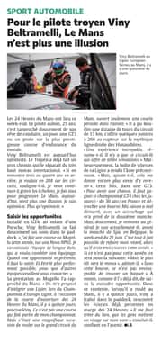 Pour Viny Beltramelli, Le Mans n’est plus une illusion !
