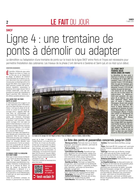 Ligne 4 : une trentaine de ponts à démolir ou adapter