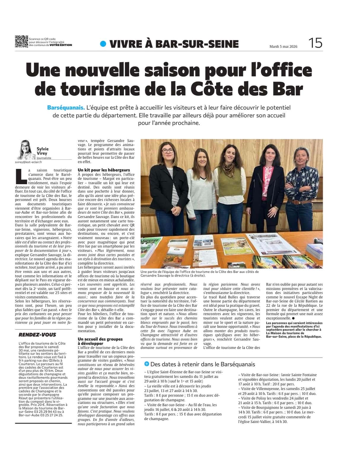 Une nouvelle saison pour l’office de tourisme de la Côte des Bar