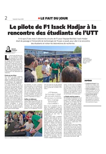 Le pilote de Formule 1 Isack Hadjar à la rencontre des étudiants de l'UTT