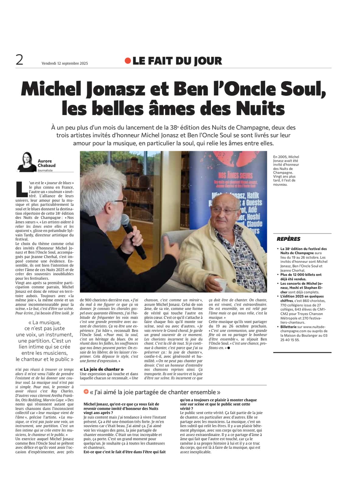 Michel Jonasz et Ben l'Oncle Soul, les belles âmes des Nuits