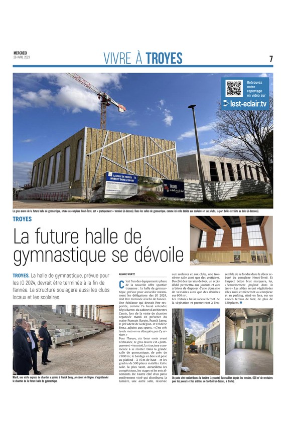 Pleins phares sur la future halle de gymnastique de Troyes.