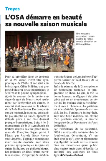 L’OSA démarre en beauté sa nouvelle saison musicale