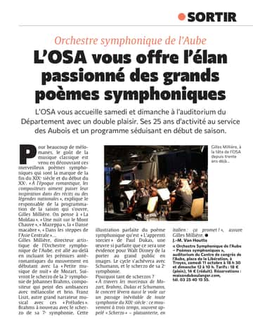 L’Orchestre symphonique de l’Aube vous offre les grands poèmes symphonique