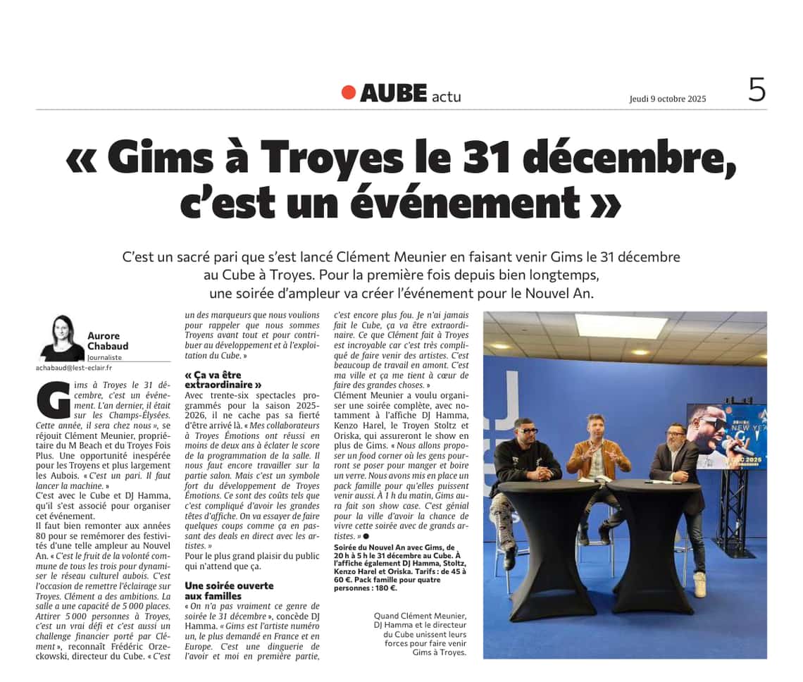 « Gims à Troyes le 31 décembre, c’est un événement »