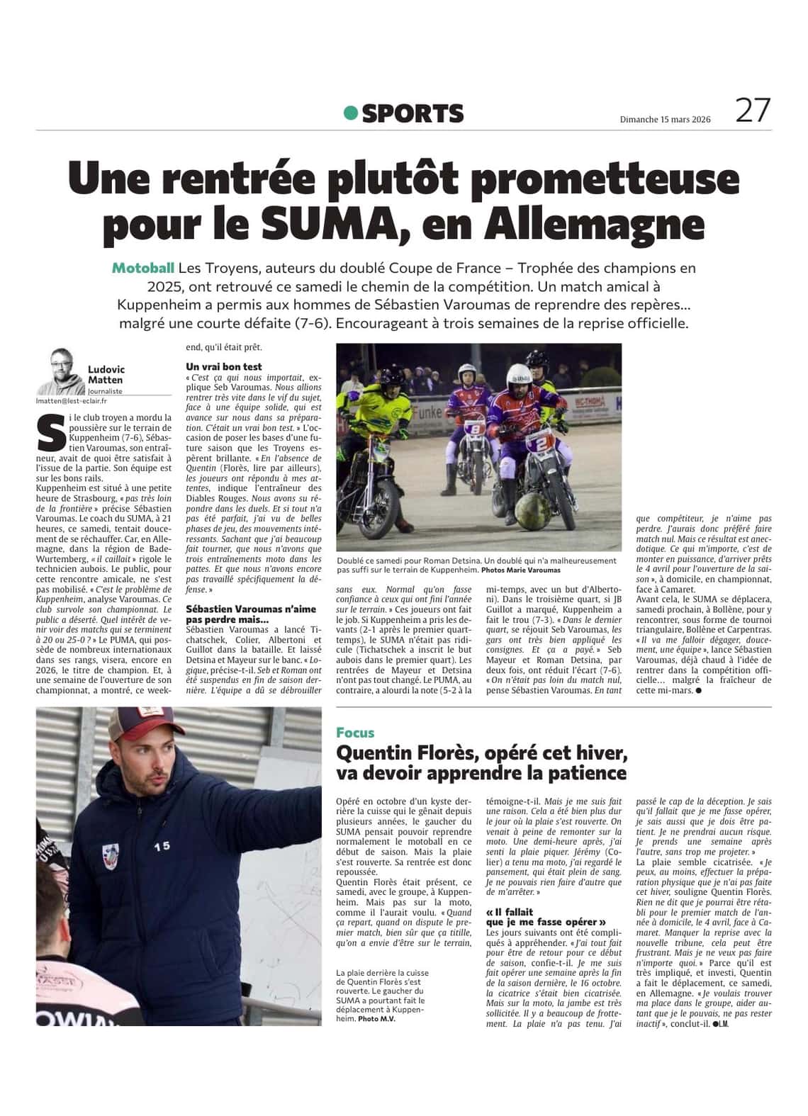 Une rentrée plutôt prometteuse pour le SUMA, en Allemagne