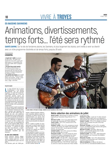 Animations, divertissements, temps forts... l'été sera rythmé.