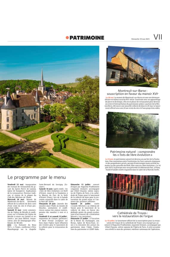 Onze sorties pour célébrer le patrimoine aubois