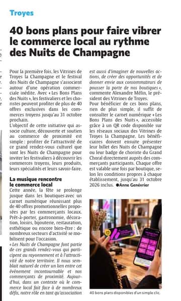 40 bons plans pour faire vibrer le commerce local au rythme des Nuits de Champag
