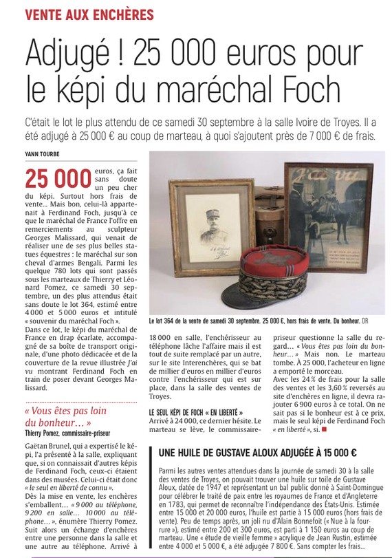Adjugé ! Le képi du maréchal Foch vendu 25000 euros aux enchères