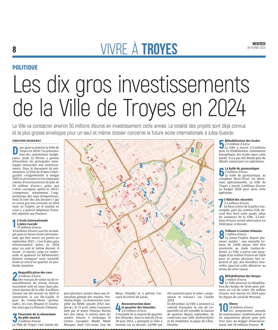 Dans quoi va investir la Ville de Troyes en 2024 ?