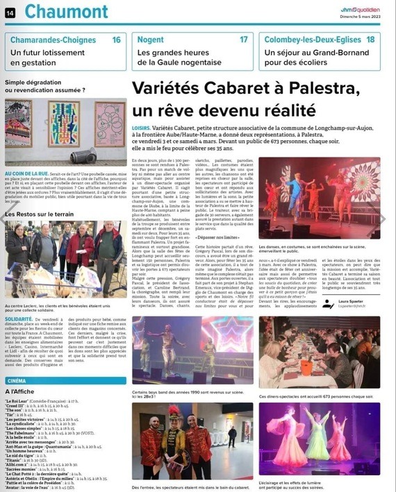 Le Variété Cabaret à Palestra, un rêve devenu réalité.