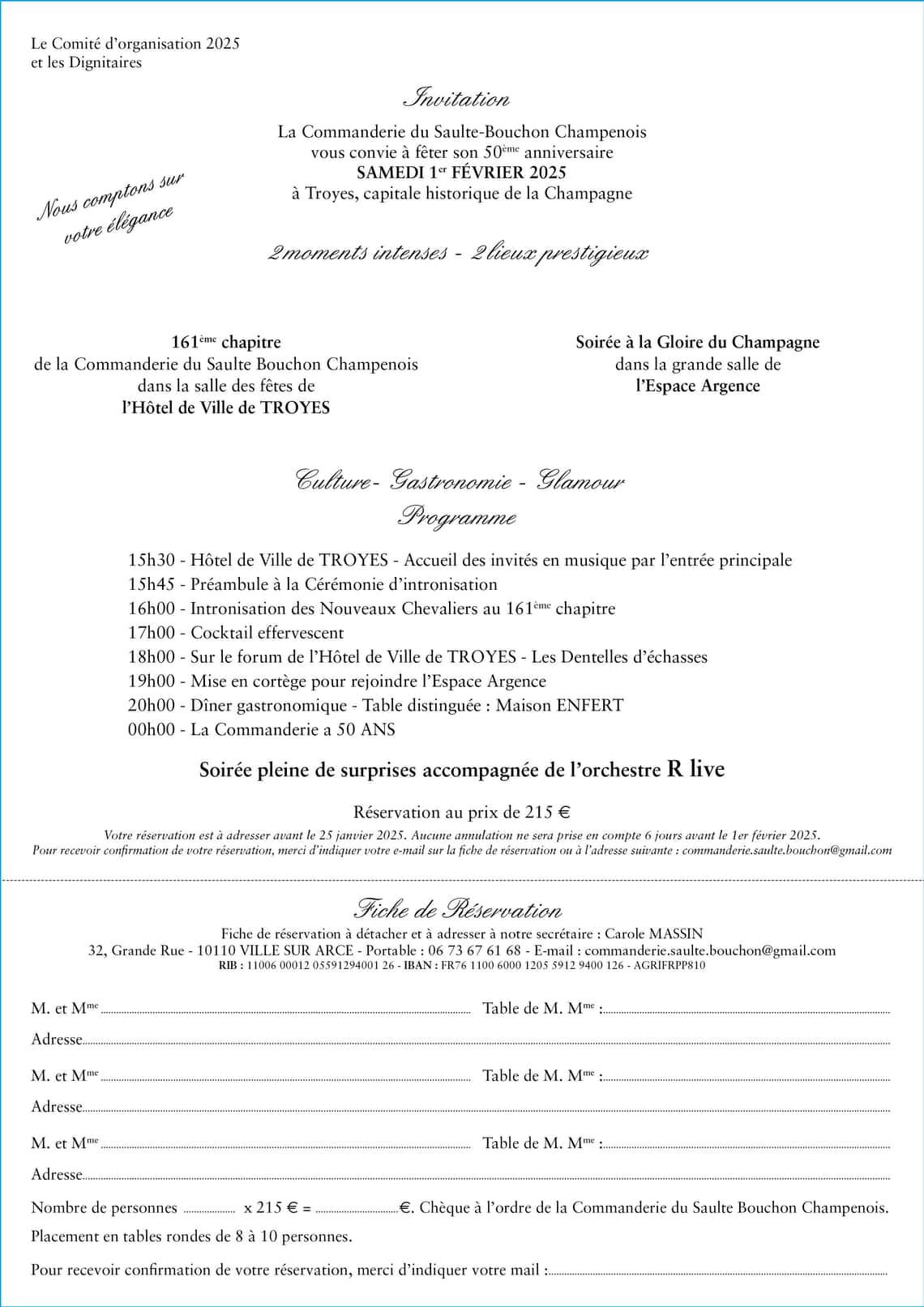 50 ans de la Commanderie du Saulte Bouchon : l'organisation.