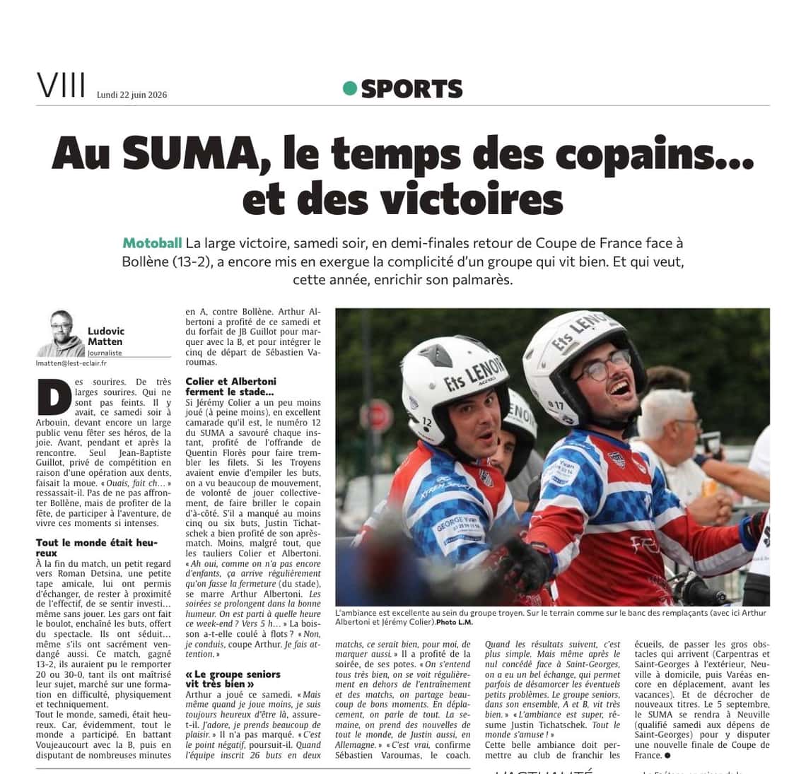 Au SUMA, le temps des copains… et des victoires