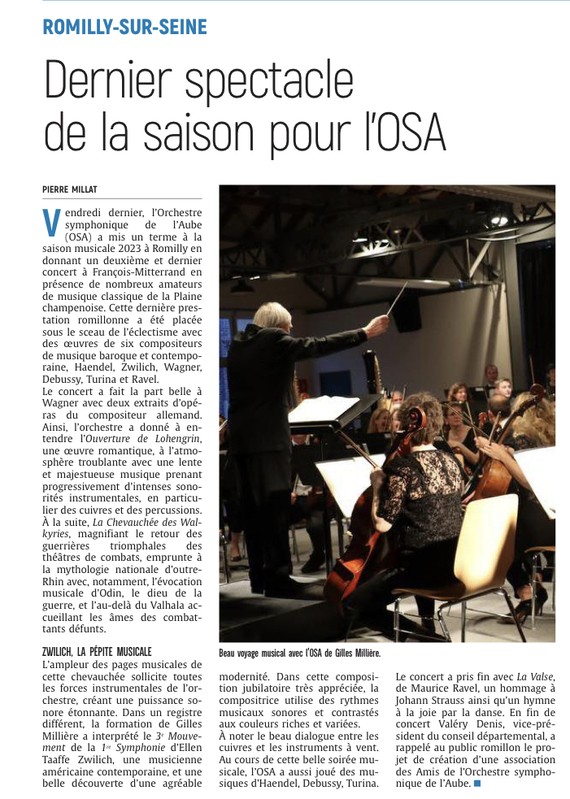 dernier spectacle de la saison pour l’OSA.