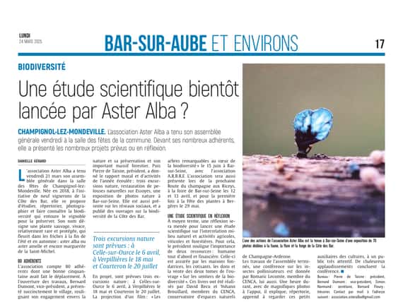 Une étude scientifique bientôt lancée par Aster Alba ?