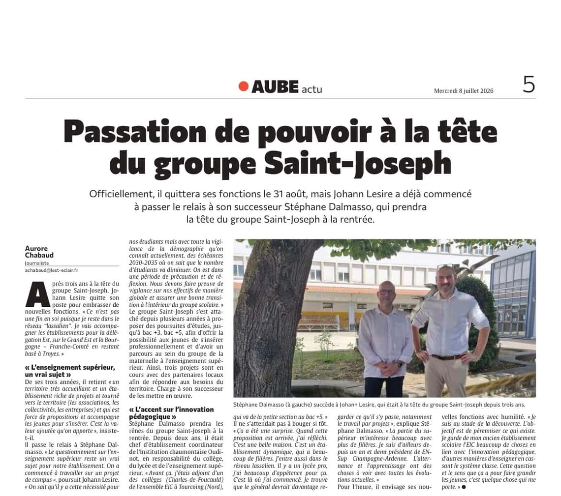 Passation de pouvoir à la tête du groupe Saint-Joseph !