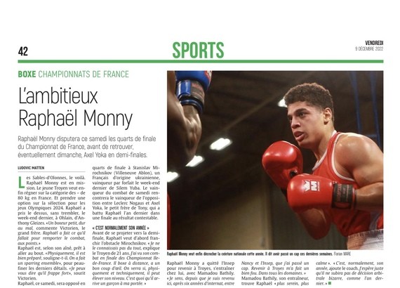 L’ambitieux Raphaël Monny aux Championats de France de boxe