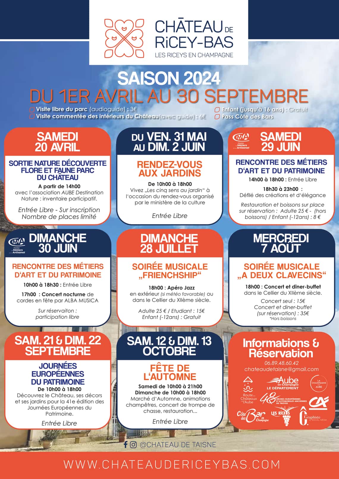 Programme du Château de Ricey-bas.