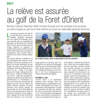 La relève est assurée au golf de la Foret d’Orient.