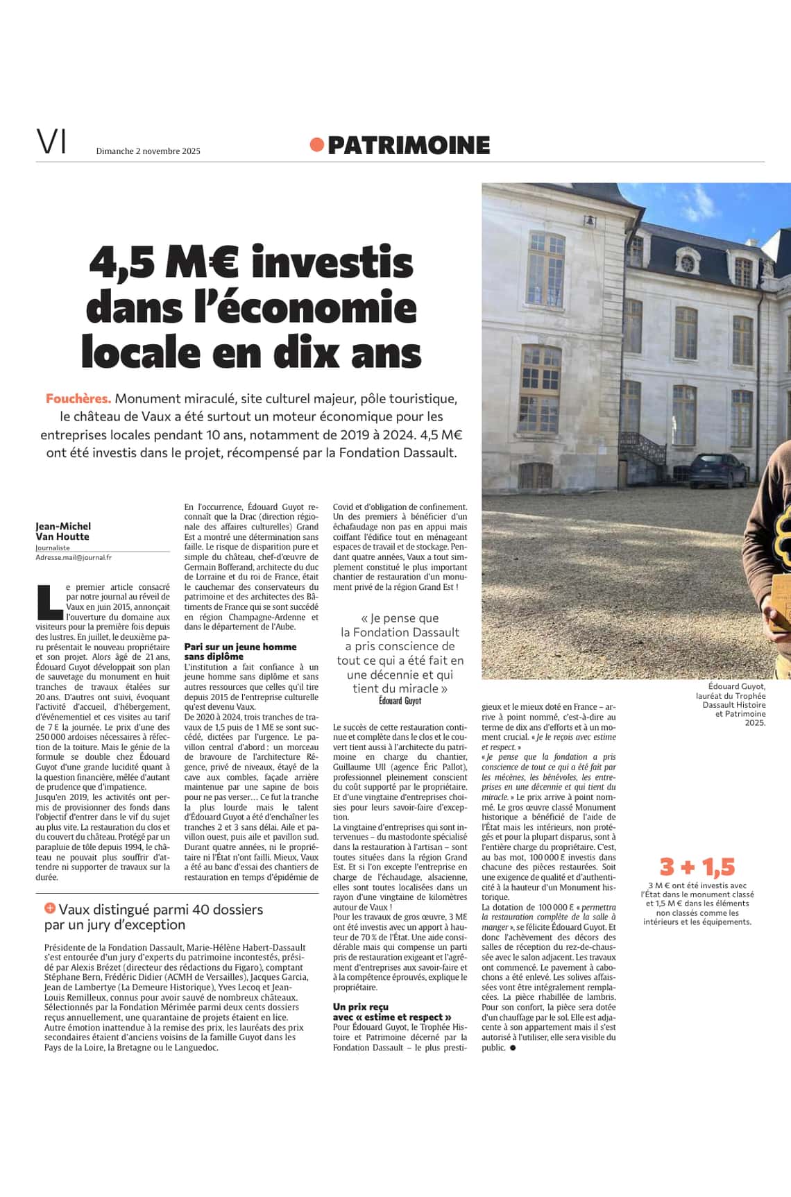 4,5 millions d’euros investis dans l’économie locale pour restaurer le château