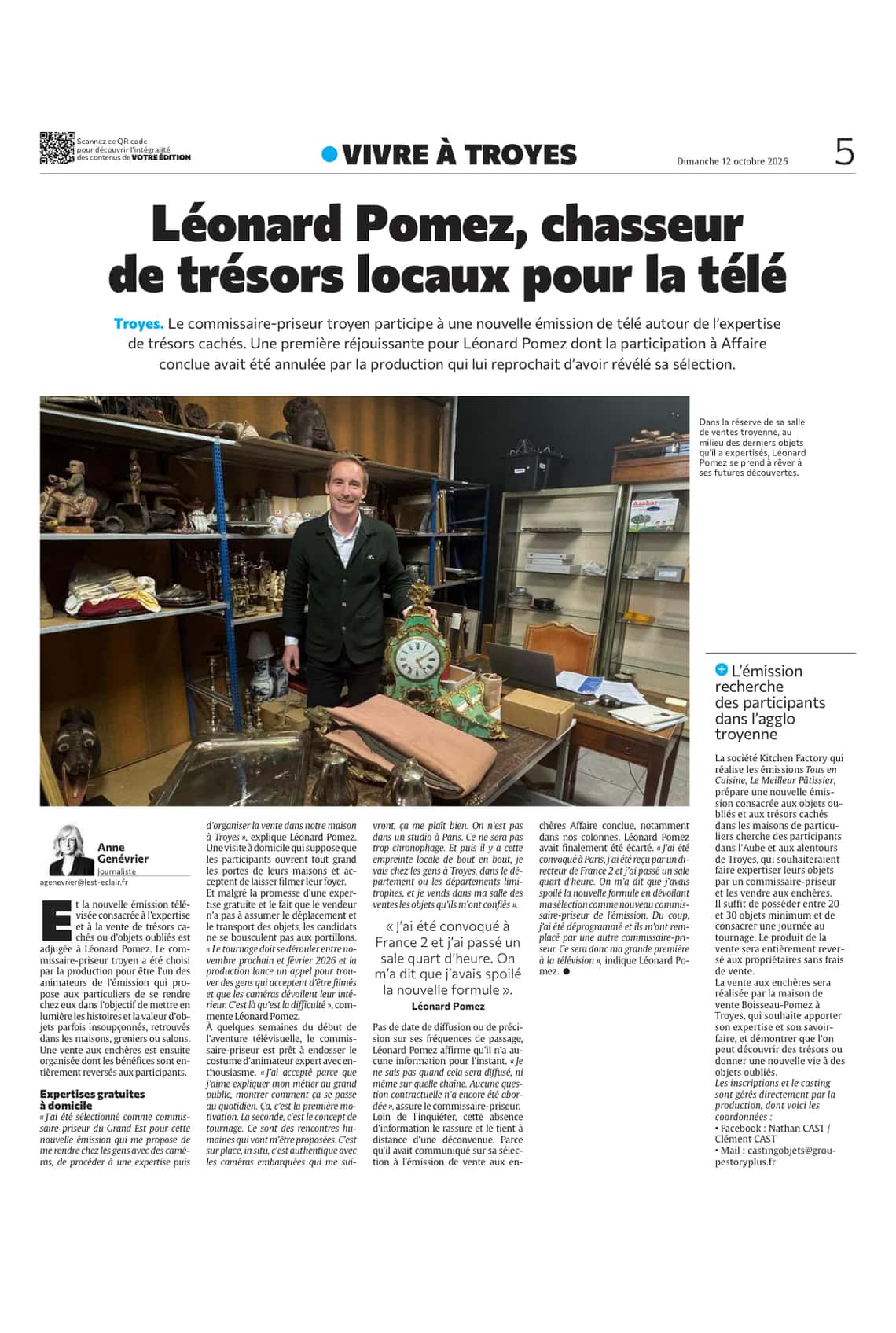 Léonard Pomez, chasseur de trésors locaux pour la télé