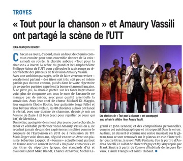 « Tout pour la chanson » et Amaury Vassili ont partagé la scène de l’UTT