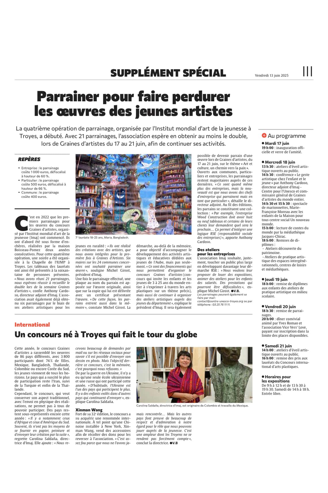 Graines d’artistes « pousse les enfants et les jeunes à envisager la vie »