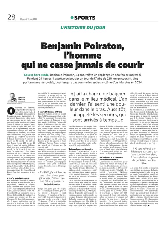 Benjamin Poiraton, l'homme qui ne cesse jamais de courir.