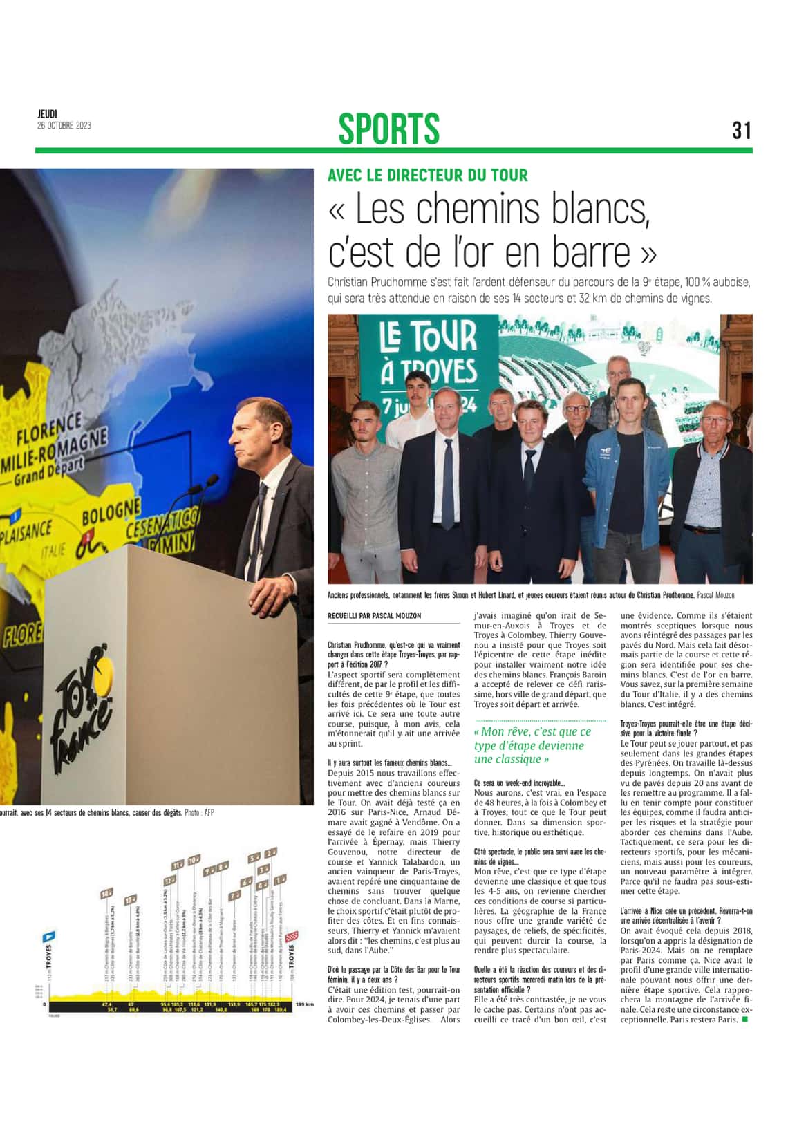 Le tour s'offre 32km de chemins blancs dans l'Aube.