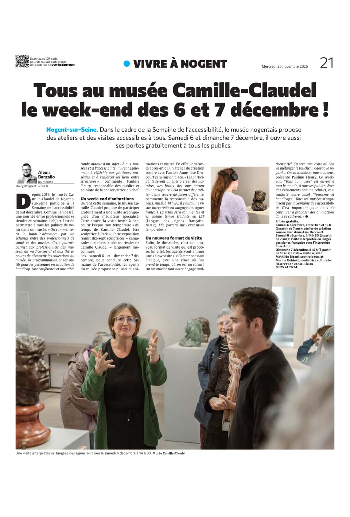 Tous au musée Camille-Claudel le week-end des 6 et 7 décembre !