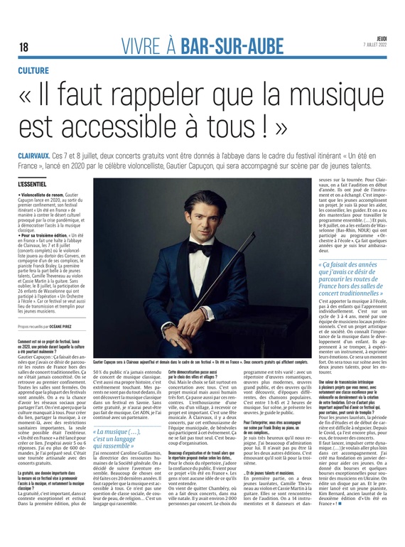 Gautier Capuçon en concert : « Il faut rappeler que la musique est a