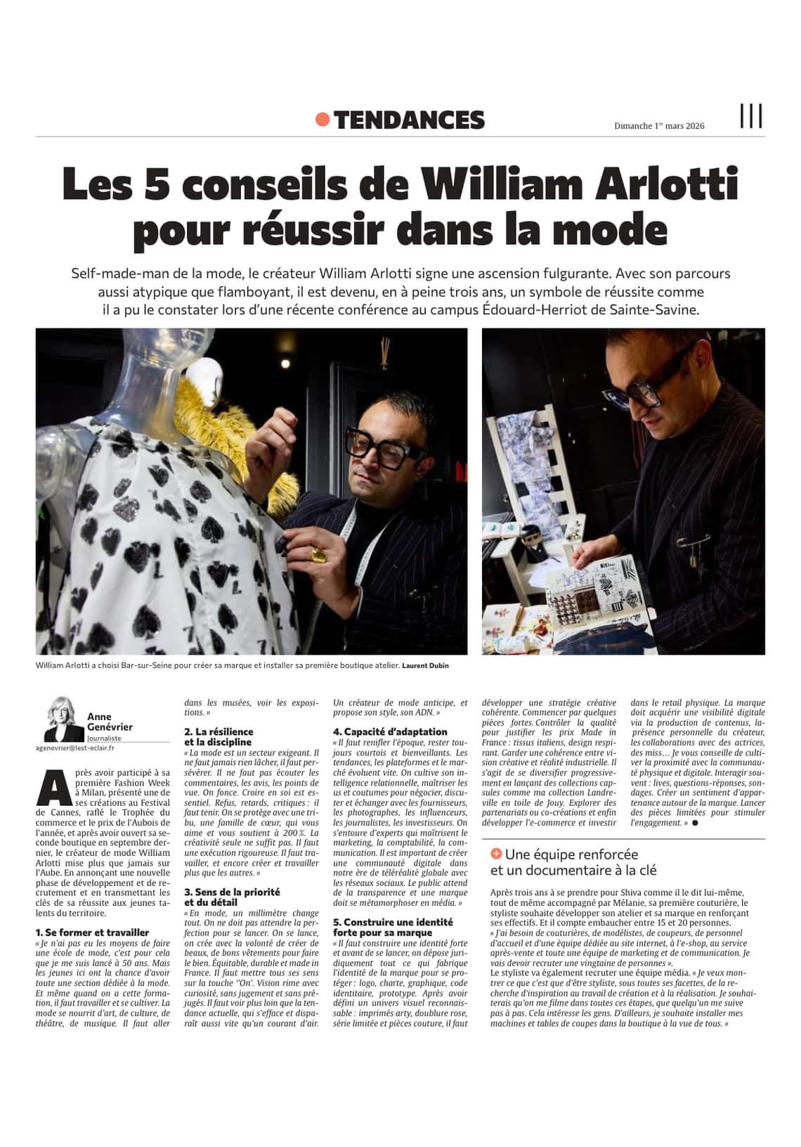 Les 5 conseils de William Arlotti pour réussir dans la mode