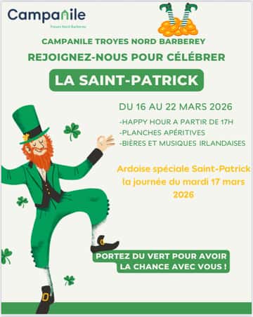 Fêtez la Saint Patrick au Campanile de Barberey