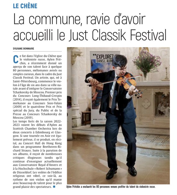 La commune du Chêne ravie d’avoir accueilli le Just Classik Festival