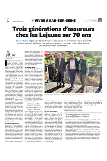 Trois générations d'assureurs chez les Lejeune sur 70ans