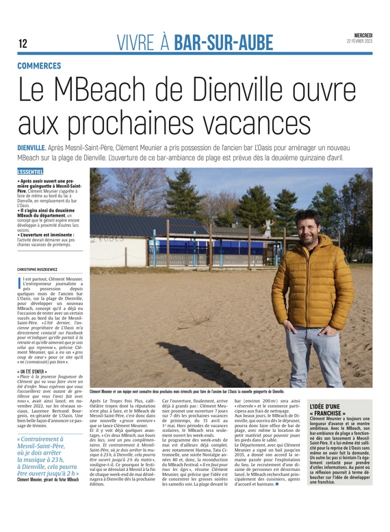 Le MBeach de Dienville ouvre aux prochaines vacances d’avril