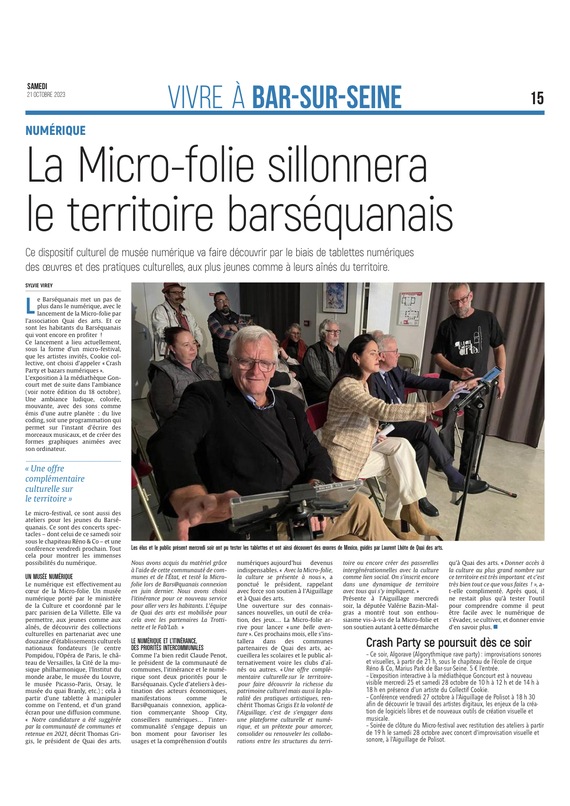 la Micro-folie sillonnera le territoire Barséquanais