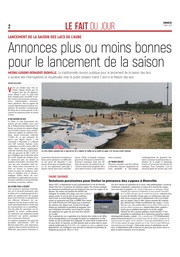 Des annonces plus ou moins bonnes pour le lancement de la saison des lacs