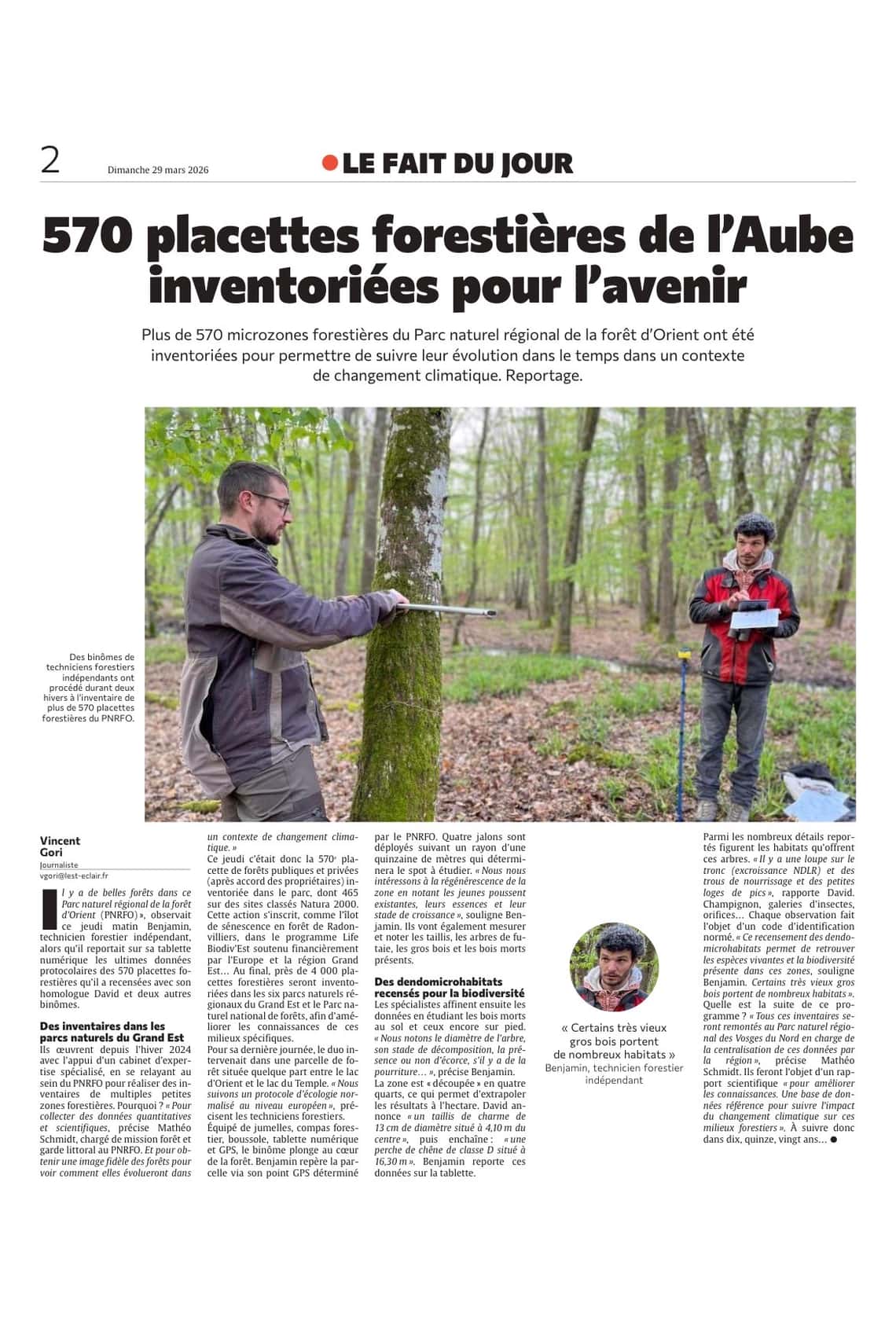 570 placettes forestières inventoriées pour suivre leur évolution