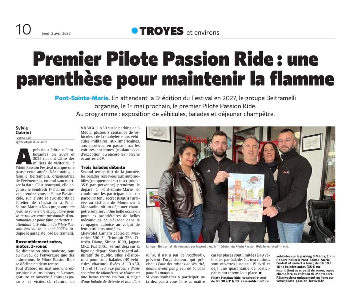 Qu’est-ce que le Pilote Passion Ride, le 1er mai, à Pont-Sainte-Marie ?