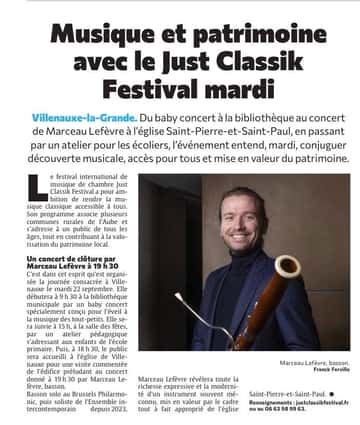 Musique et patrimoine avec le Just Classik Festival mardi