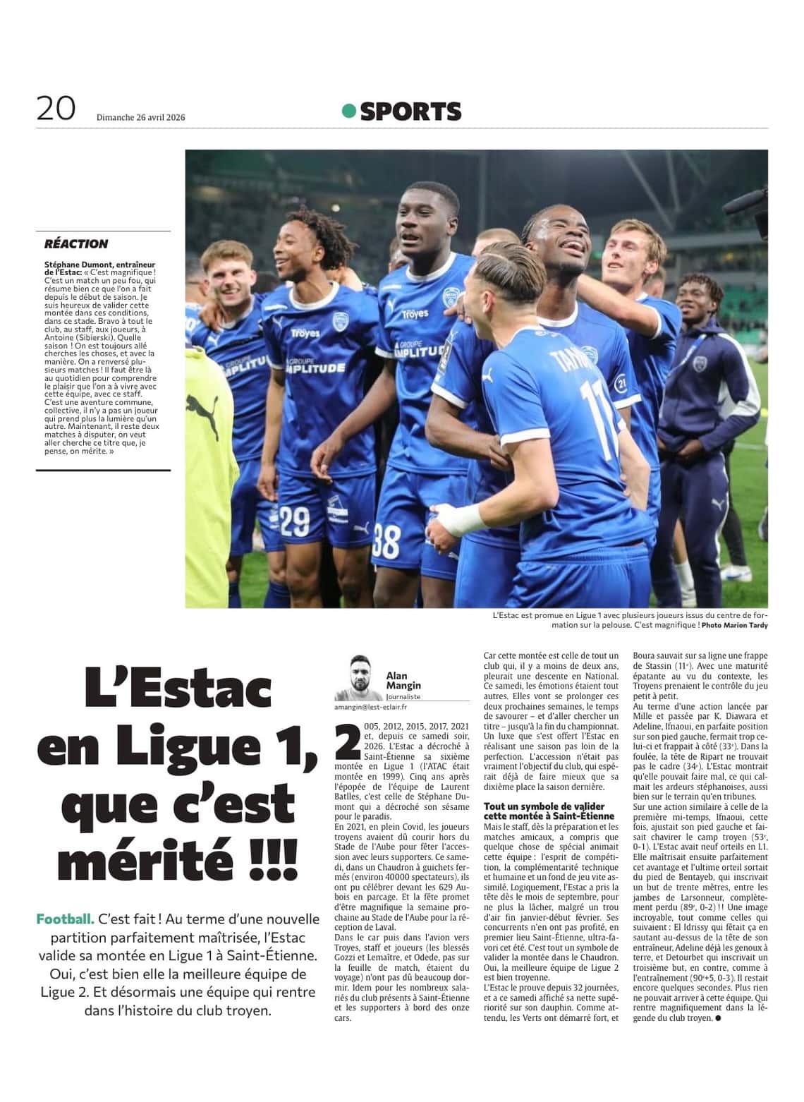 Edwin Pindi, montée de l’Estac en Ligue 1 : « C’est vraiment beaucoup de fierté»